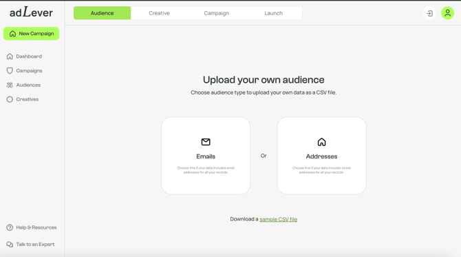 upload audience by email or address